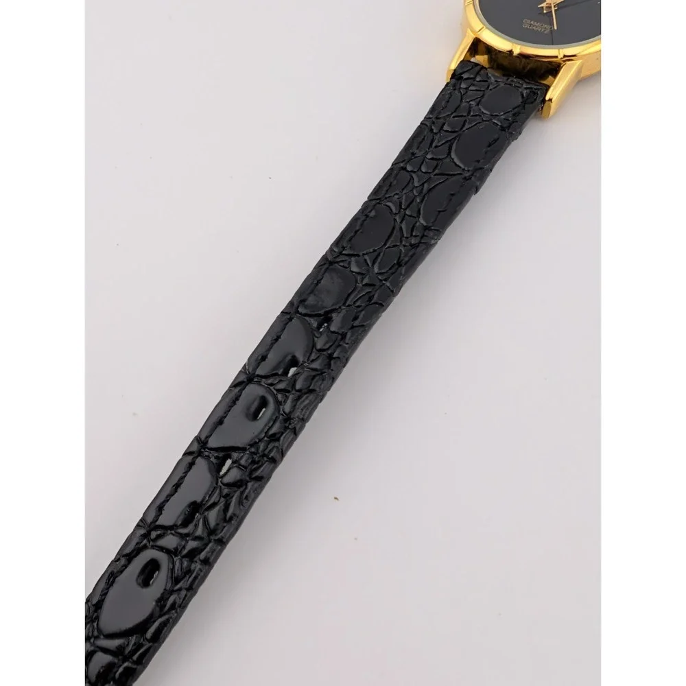 Vintage Encino Diamond Quartz Watch Women 23mm Case‎ Leather Band- New Battery